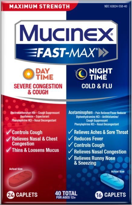 MUCINEX FASTMAX Caplets  Day Night Severe Congestion  Cough Day